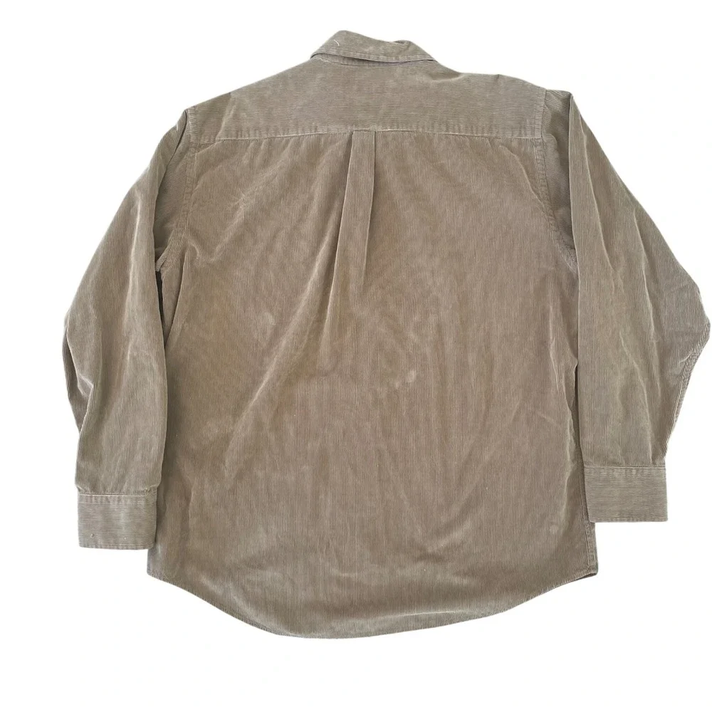 Vintage Banana Republic Men L Corduroy Shirt Button Long Sleeve‎ Tan Brown *READ